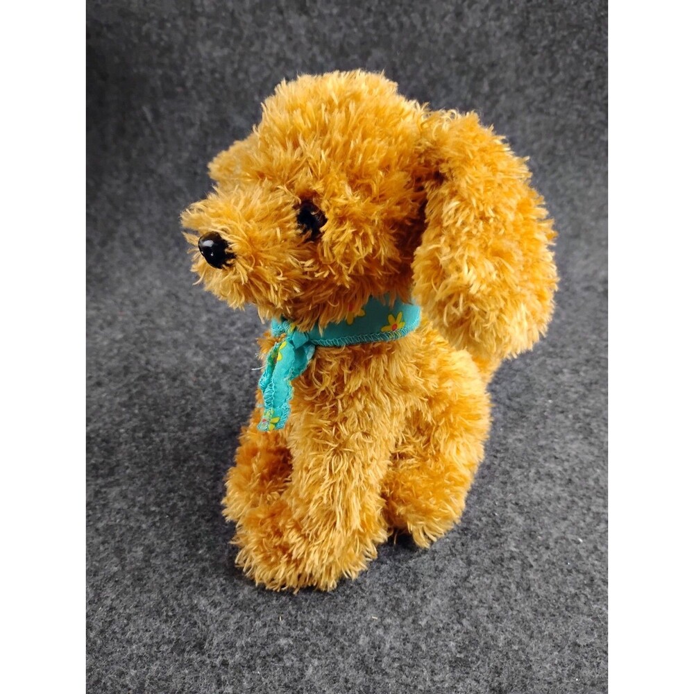 My Life As Brown Puppy Plush Dog Pet Fluffy Dog w Floral Kerchief Stuffed Animal